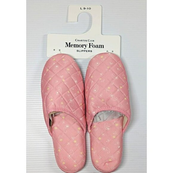 Charter Club Women's Quilted Paisley Floral Clog Slippers Pink Size L (MSRP $35) - Picture 3 of 5